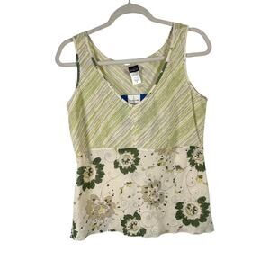 Patagonia Harbor Hemp Tank Green Striped Floral Y2K Gorpcore NEW Womens 8